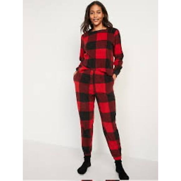 NWT Matching Printed Microfleece Pajama Set buffalo check old navy size medium - Picture 2 of 9